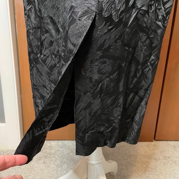 Vintage Women’s Black Floral Spaghetti Strap Acetate Sheath Midi Dress, Size 6 - Picture 5 of 9